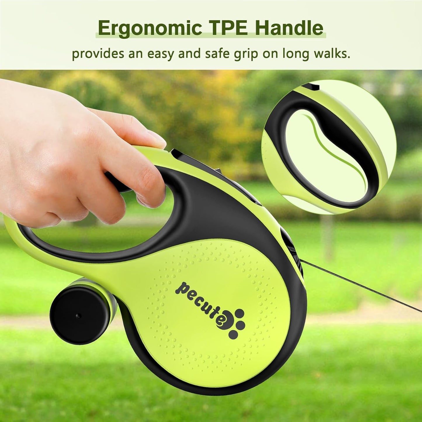 Retractable Dog Leash with Poo Bag Holder, 8M/26.2Ft Dog Leash with 360° Tangle-Free Extended, Anti-Slip Handle and Quick Brake Button, Suitable for Dogs up to 110Lbs/50Kg in Weight