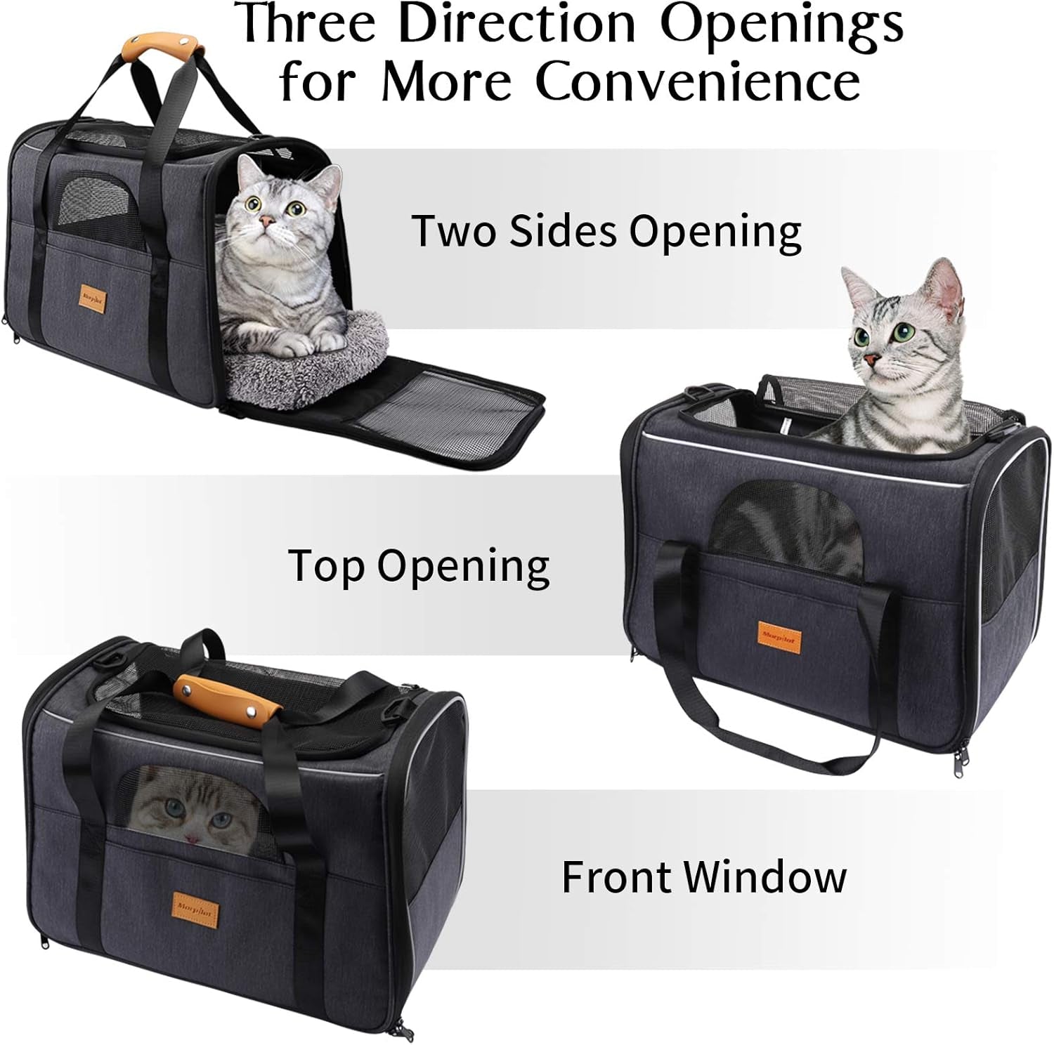 Premium Portable Cat Carrier - Airline Approved Soft-Sided Travel Bag for Cats & Small Dogs, Includes Removable Mat & Pet Bowl, Comfortable Shoulder Strap, Foldable Design