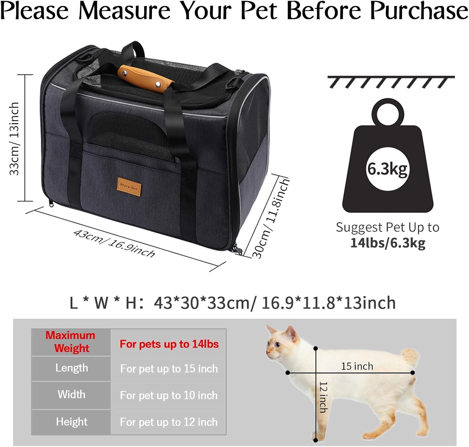 Premium Portable Cat Carrier - Airline Approved Soft-Sided Travel Bag for Cats & Small Dogs, Includes Removable Mat & Pet Bowl, Comfortable Shoulder Strap, Foldable Design