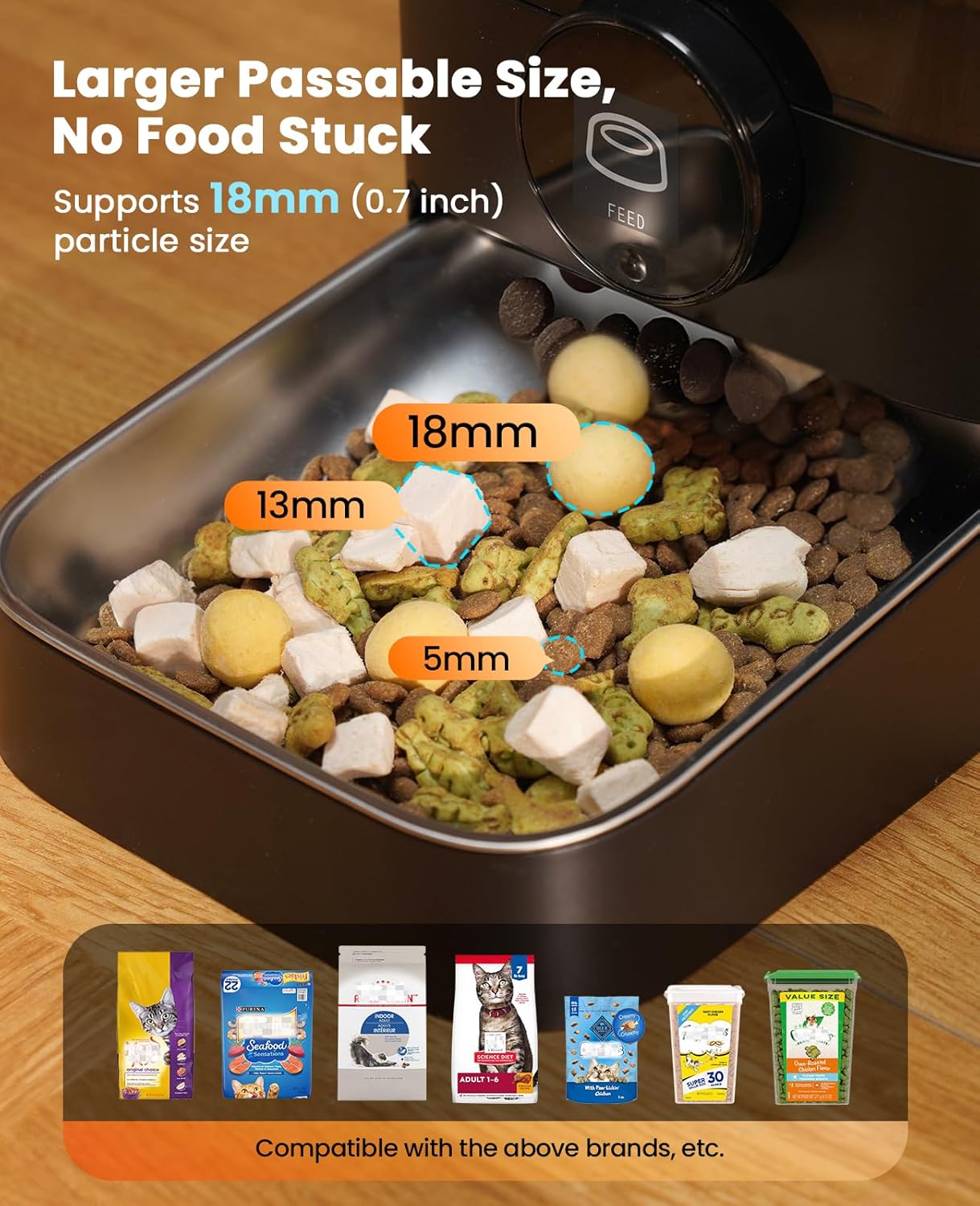 3L Automatic Cat Feeder with 304 Stainless Steel Bowl, Cat Food Dispenser Automatic with Timer, Timed Dry Food Auto Feeders for Cats Dogs, Double Lock 1-6 Meals
