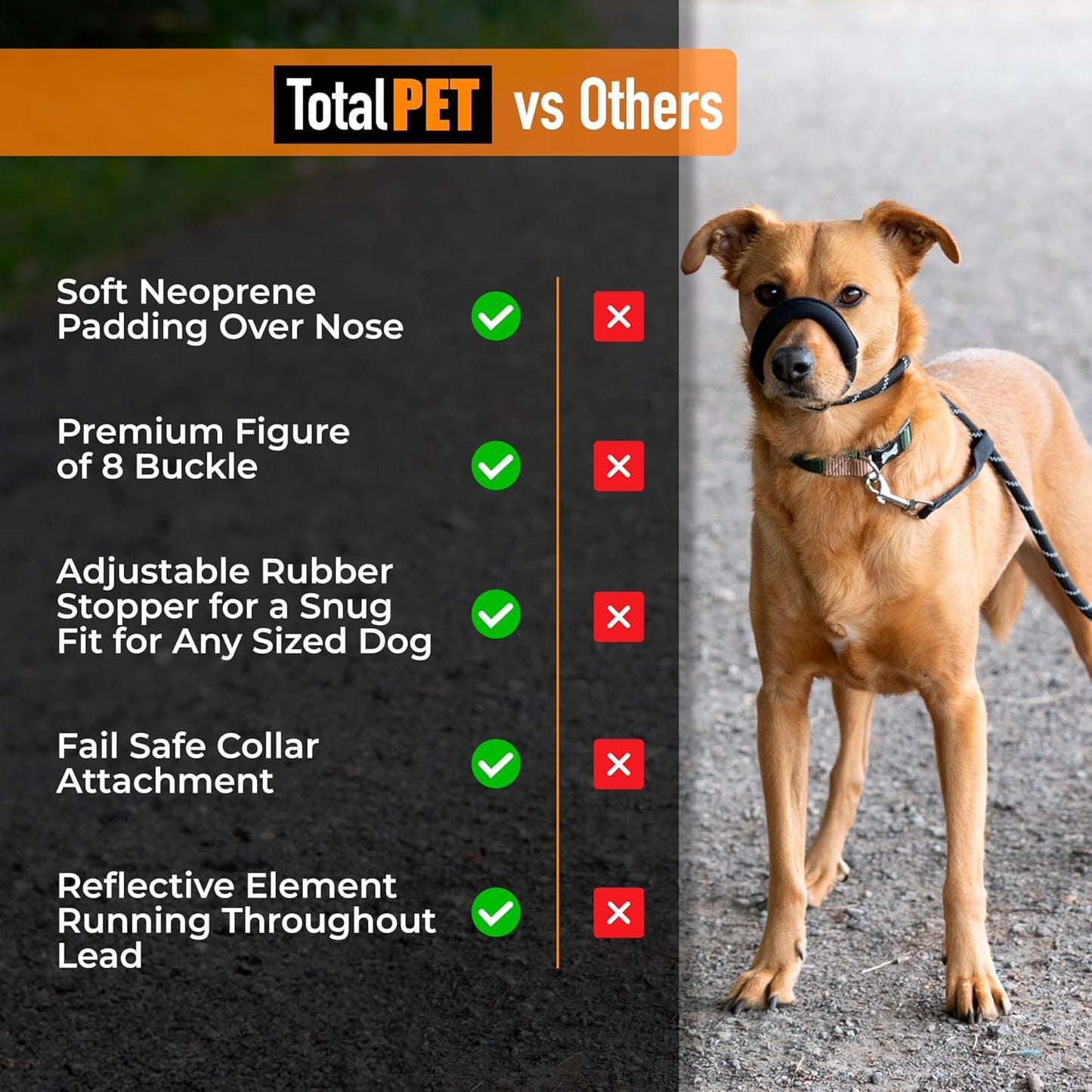 Figure of 8 Dog Lead - anti Pull Stop Dogs Pulling - Rope Slip Leads with Padded se Support (Medium/Large) Black
