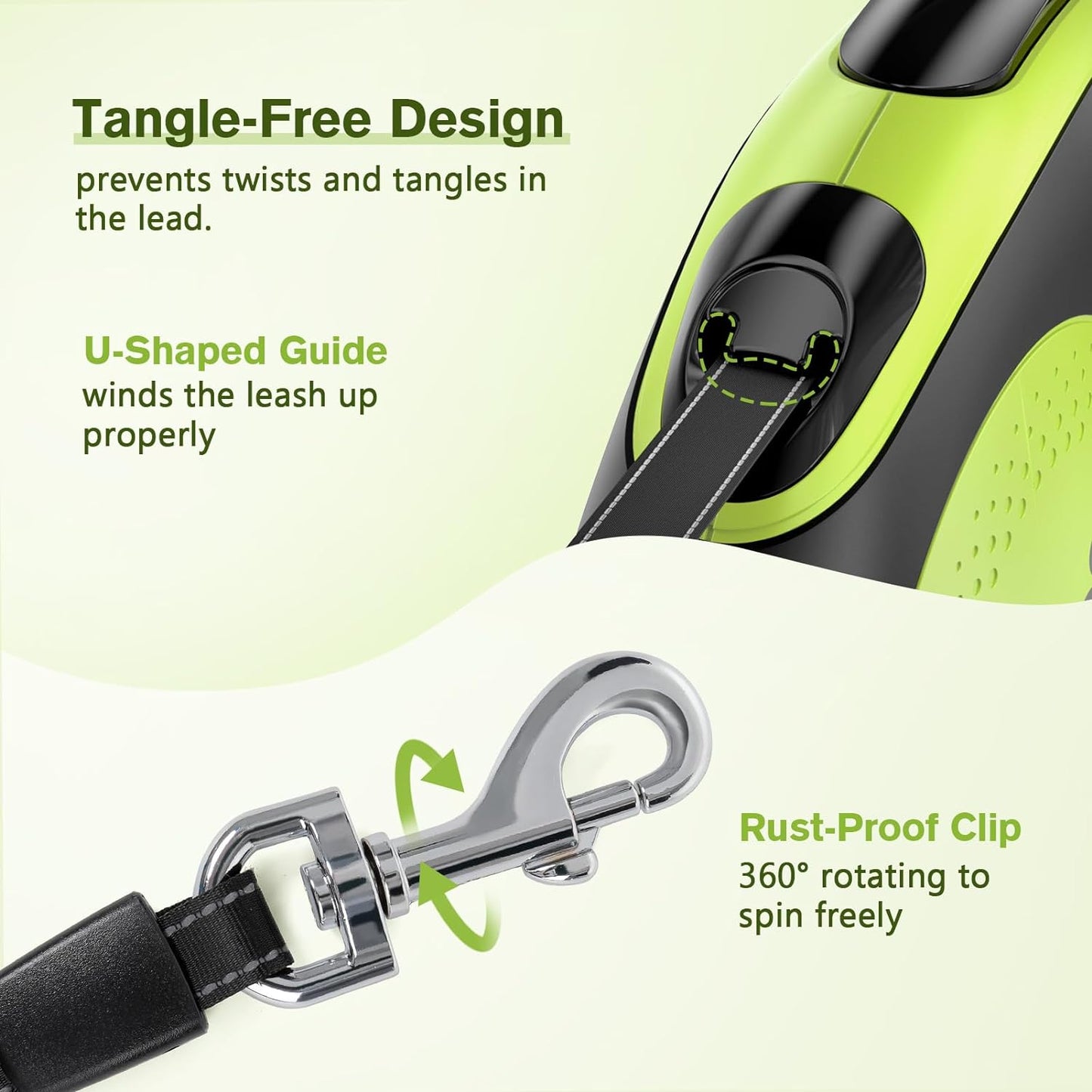 Retractable Dog Leash with Poo Bag Holder, 8M/26.2Ft Dog Leash with 360° Tangle-Free Extended, Anti-Slip Handle and Quick Brake Button, Suitable for Dogs up to 110Lbs/50Kg in Weight