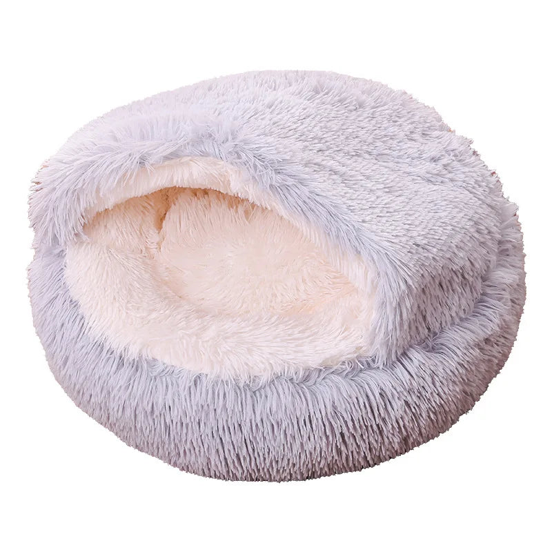 Plush Pet Cat Bed round Cat Cushion Cat House 2 in 1 Warm Cat Basket Pet Sleep Bag Cat Nest Kennel for Small Dog Cat Dog Bed